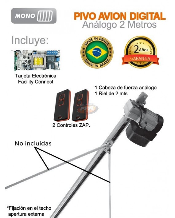 Motor Análogo para puerta batiente de 250 KG 2 Metros Doble Hoja