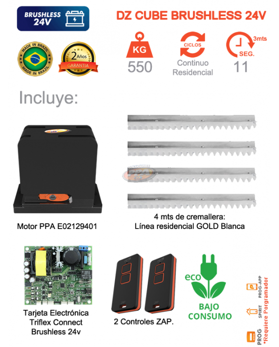 Motor PPA para puerta corrediza de 550 KG Brushless 24V