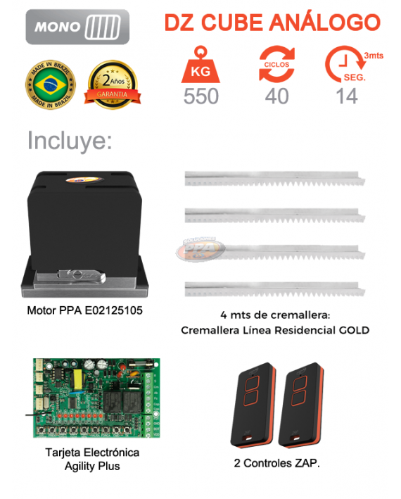 Motor PPA para puerta corrediza de 550 Kilos Mono
