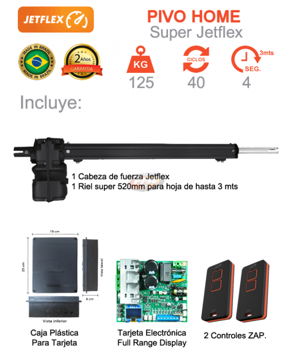Motor PPA Jetflex para puerta batiente de 125 KG 3 Metros Una Hoja