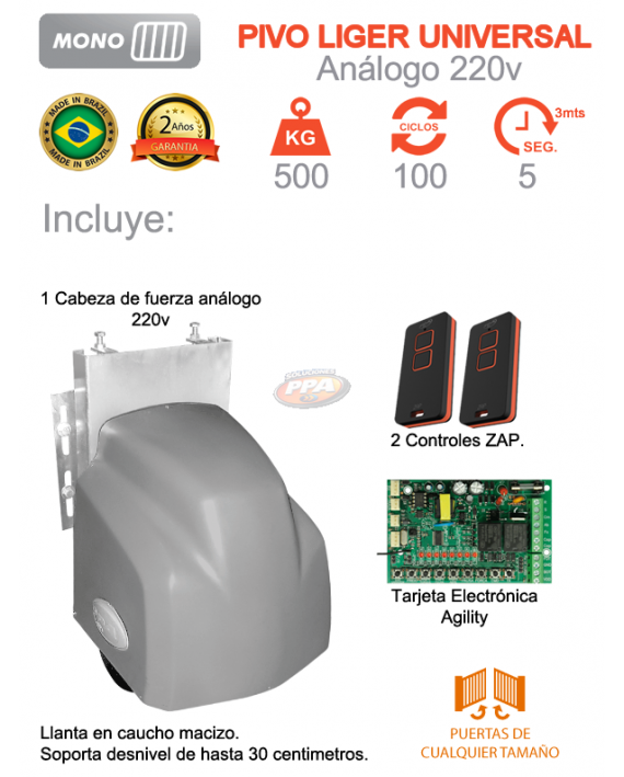 Motor PPA para puerta batiente de 500 KG o mas de 4.5 metros