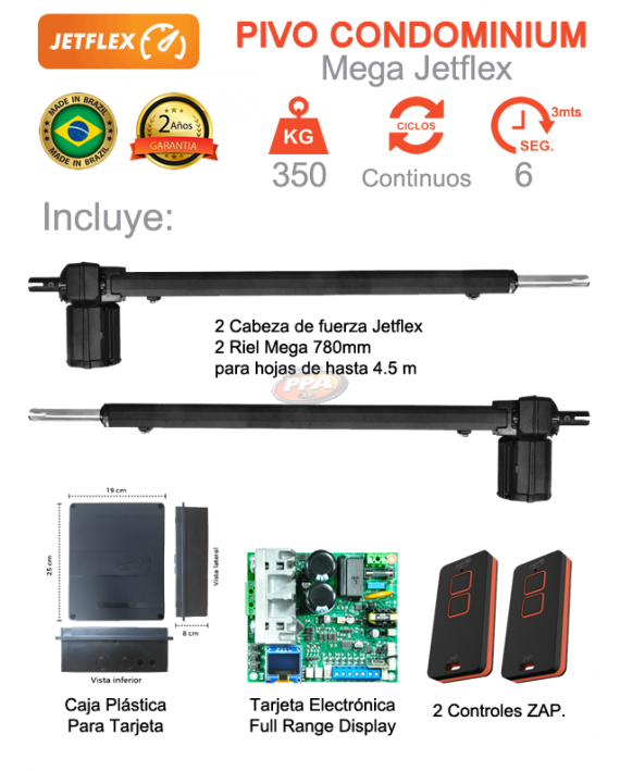 Motor Jetflex para puerta batiente de 350 KG 4.5 Metros Doble Hoja