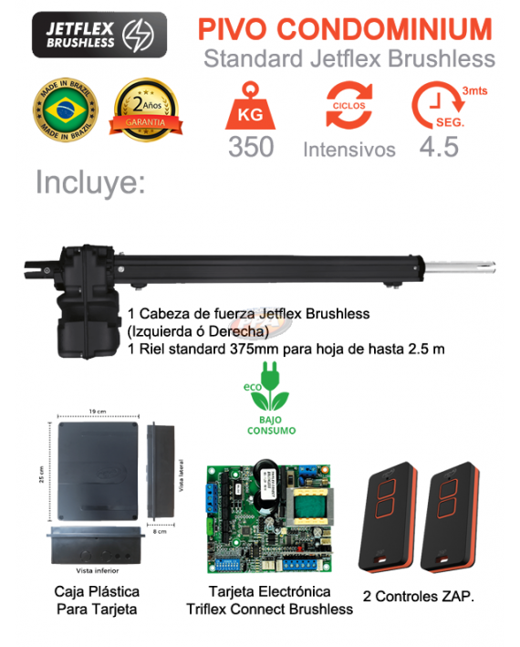 Motor PPA Brushless para puerta batiente de 350 KG 2.5 Metros Una Hoja